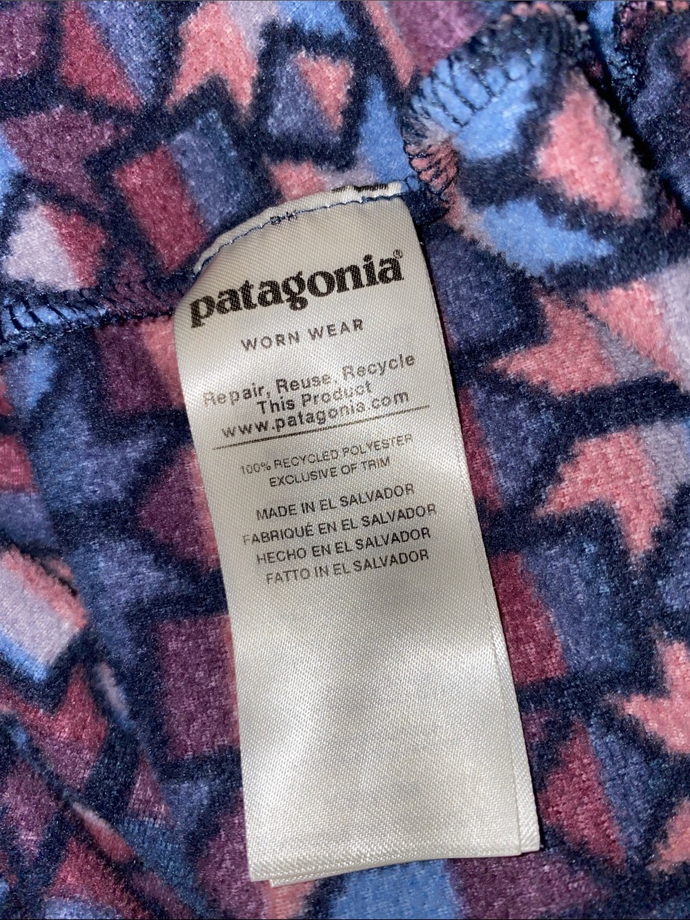 Patagonia Pullover Loose Snap Placket Polyester Fleece Geometric Outdoors Small - Picture 10 of 12